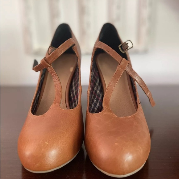 Crown Vintage Women’s 4” Leather Heels Testra Round Toe Cognac - Picture 10 of 12